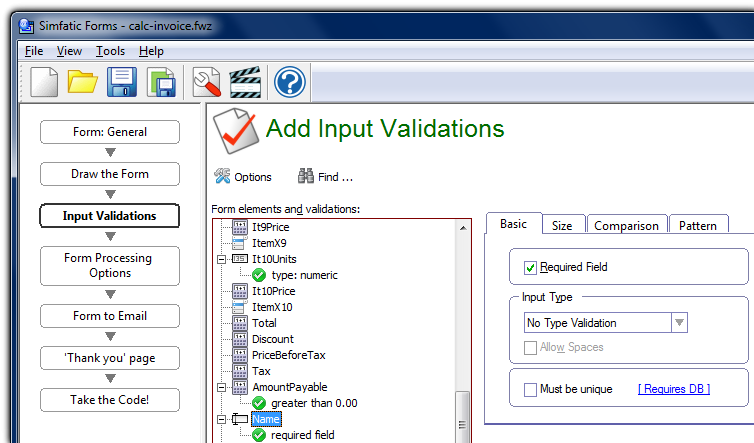 input validations